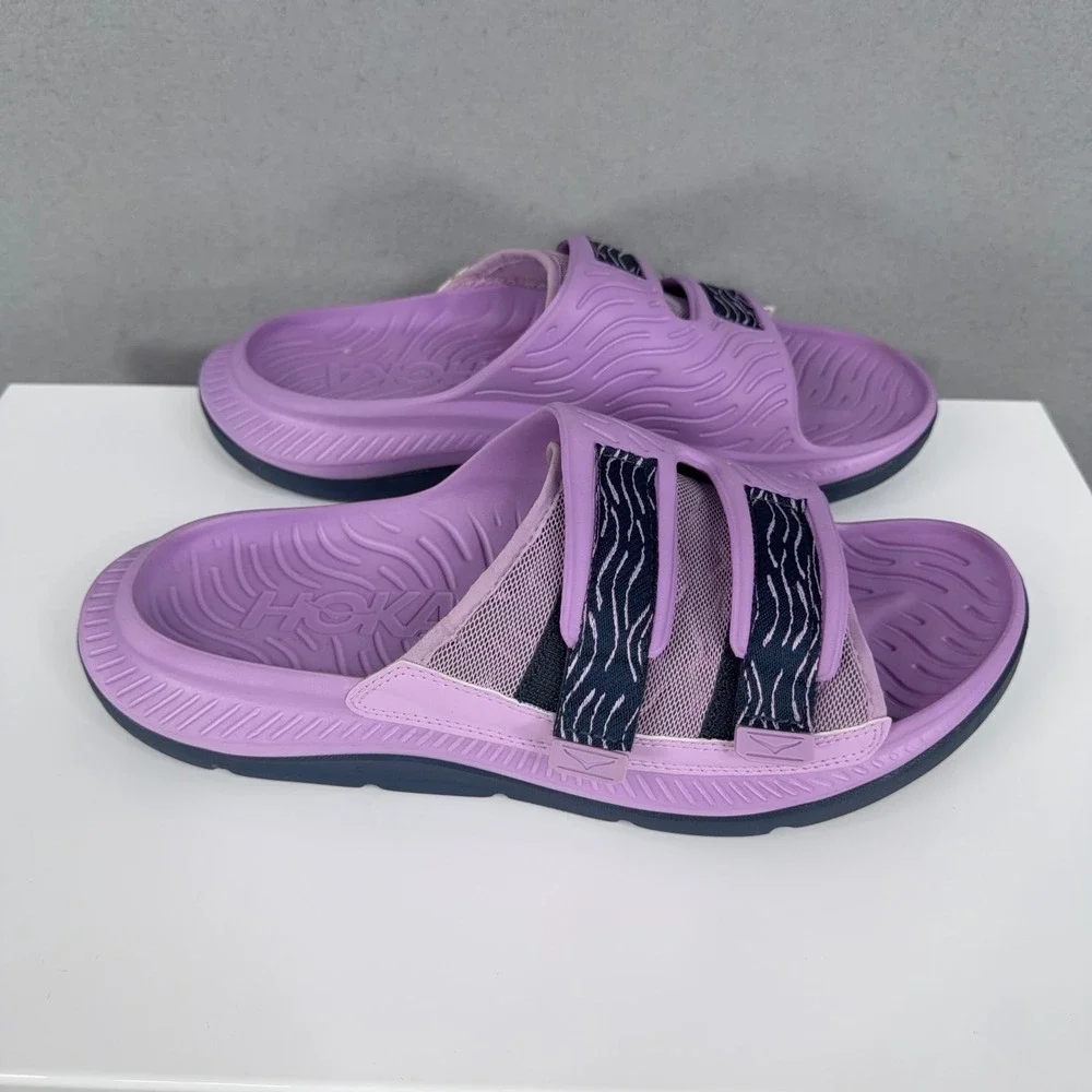 Hoka Slides Mens 11 Purple Adjustable Straps Recovery Comfort Athleisure - Picture 6 of 10